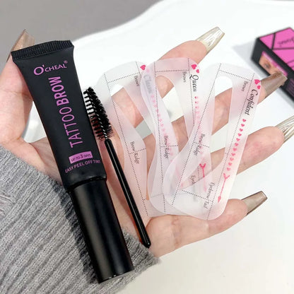 Peel Off Dye Eyebrow Gel Set Semi-Permanent Lasting Eyebrow Tattoo Tint Waterproof Tearing Off Brow Cream with Brow Cards Brush