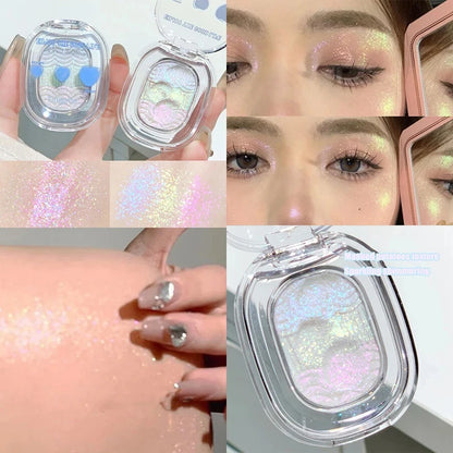 Waterproof Chameleon Glitter Eyeshadow Highlighter Mashed potato High Gloss Shiny Crystal Brightening Bronzer Highlight Makeup