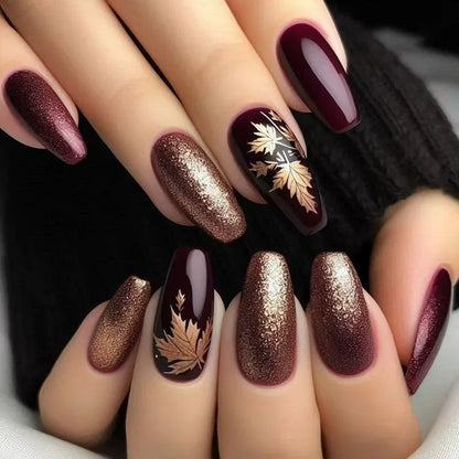 24Pcs Mid-length Ballet False Nails Red Love Pattern Design Press on Nails Simple Wearable Finished Coffin Fake Nail Tips