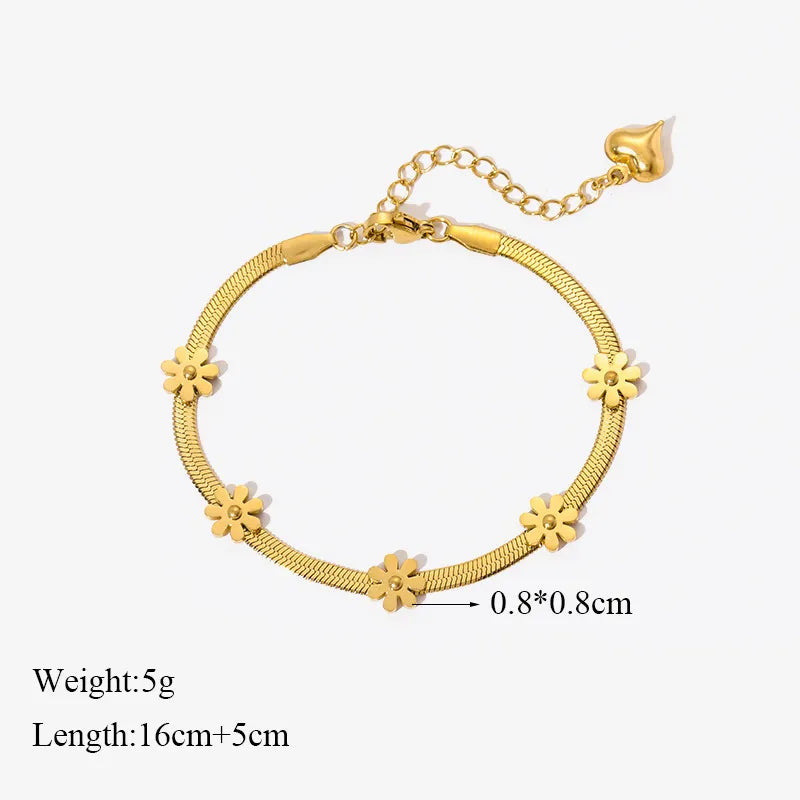 EILIECK Stainless Steel Gold Color Bracelet for Women Simple Style Link Chain Bangle Trendy Fashion Non-fading Jewelry