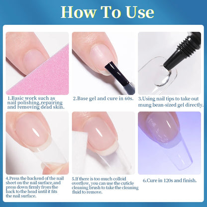 KOSKOE 2pcs/set Nail Tips Gel Press on False Nails Coffin Semi-Frosted Full Cover UV Gel Nails Fake Tips Extension Manicure Tool