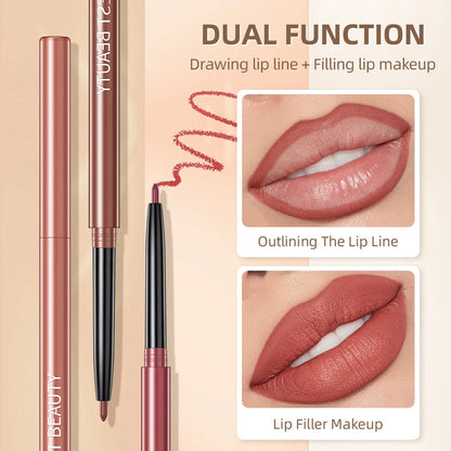 QIBEST 12Pcs/Set Waterproof Pen Matte Lip Liner Set  Long Lasting Makeup