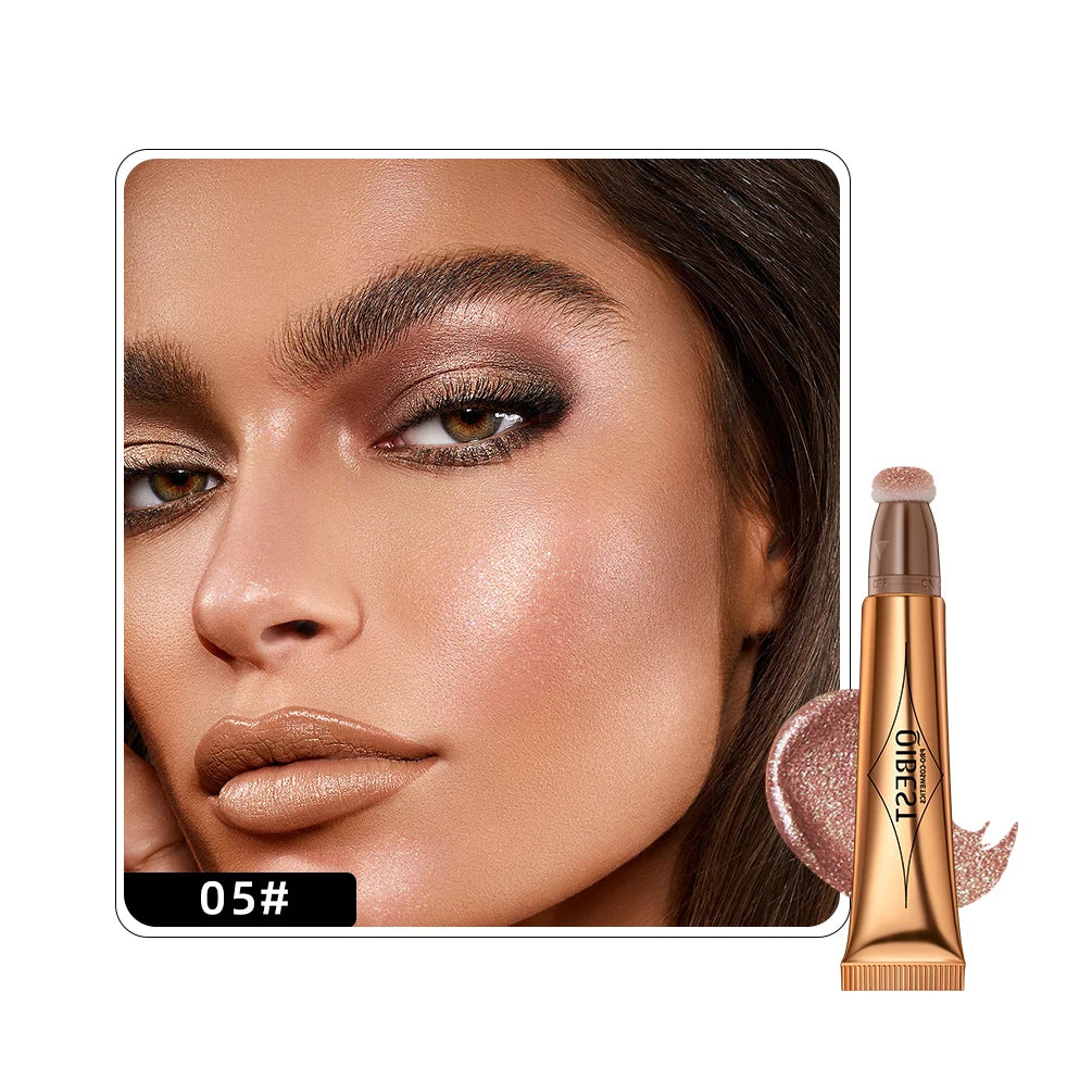 QIBEST Liquid Contour With Cushion Applicator Highlight Shimmer Natural Soft Moisturizing Cream Liquid Blush For Cheek Cosmetics