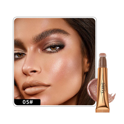 QIBEST Liquid Contour With Cushion Applicator Highlight Shimmer Natural Soft Moisturizing Cream Liquid Blush For Cheek Cosmetics