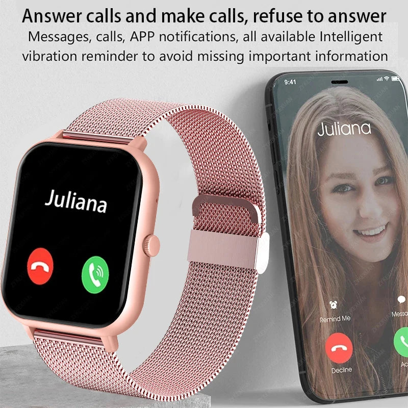 Bluetooth Call Smart Watch Women Men Heart Rate Blood Oxygen Voice Assistant 100+Sports Ladies Smartwatch For Xiaomi