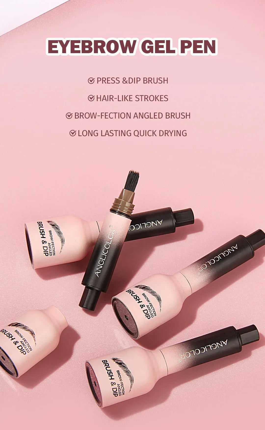 ELNO 3D Wild Eyebrow Pencil Microblading Eyebrow Tint Pen Square Angled Brush Brow Dye Cream Anti-smudge Waterproof Multifunction