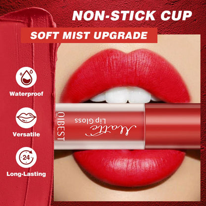 QIBEST  Colors High Quality Lip Gloss Matte Liquid Lipstick Waterproof Long-Lasting Makeup Lip Glaze Lightweight Tint Cosmetic