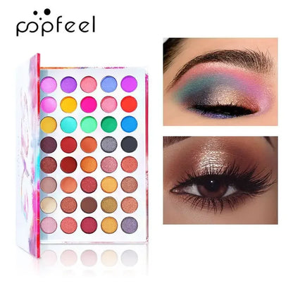 POPFEEL 40 Colors Matte Eyeshadow Palette Nude Pearlescent Eye Shadow Makeup High Pigmented Long Lasting Gifts For Women