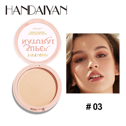 Handaiyan Matte Face Pressed Powder 24 Hours Oil Control Natural Setting Powder Foundation Full Coverage Waterproof Lasting Makeup