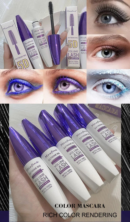 Maxfine 5d Three-dimensional Mascara Purple Blue White Multi-color Mascara Base Long-lasting Non-smudge Long-lasting Curling Shaping Mas