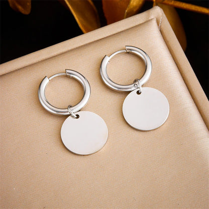 DIEYURO 316L Stainless Steel Snake Flower Round Drop Earrings For Women Fashion 2-Color Ear Jewelry Holiday