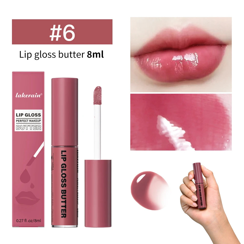 Butter Non-stick Cup Gloss Lip Gloss Moisturizing Mirror Lip Gloss Lasting Color Lip glaze Dye Lip Liquid Makeup For Women 8ml