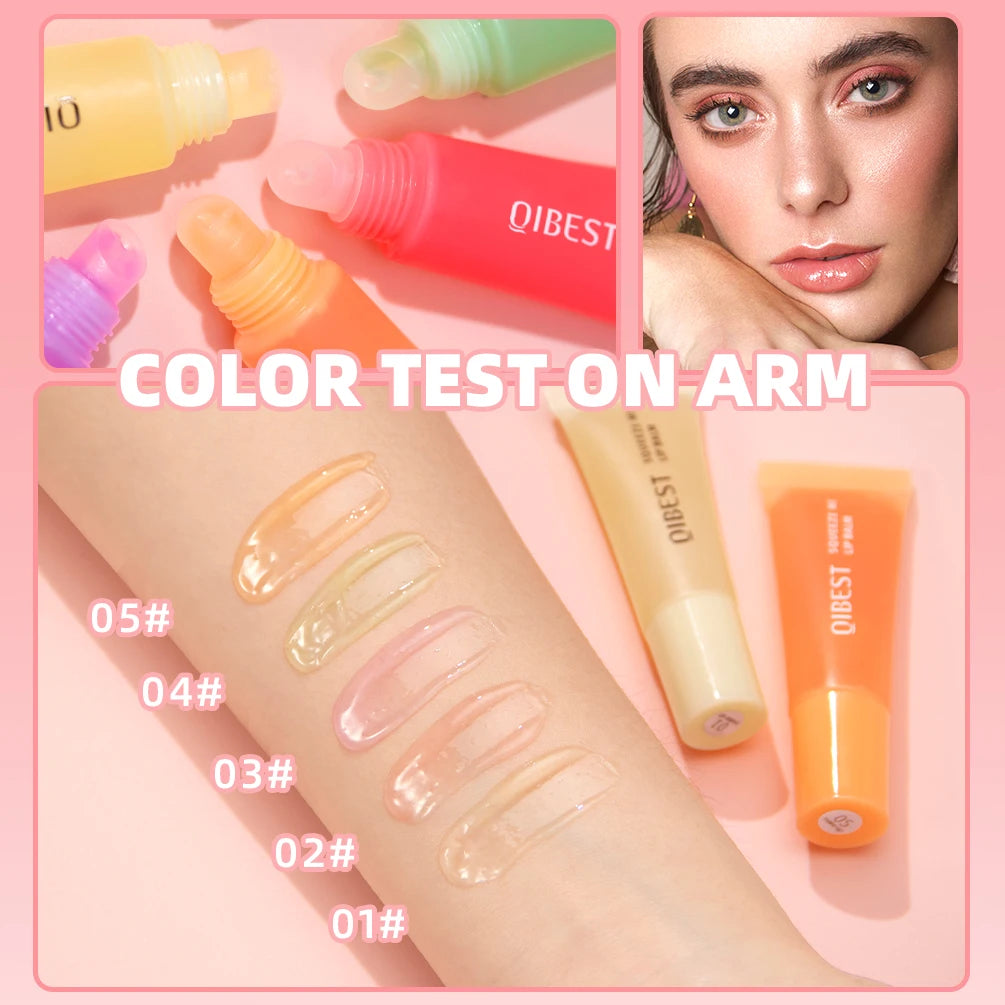 QIBEST Fruit Lip Balm Long Lasting Jelly Gel Moisturizing Nourish Lip Gloss Makeup For Women Lip Care Lip Mask Korean Cosmetics