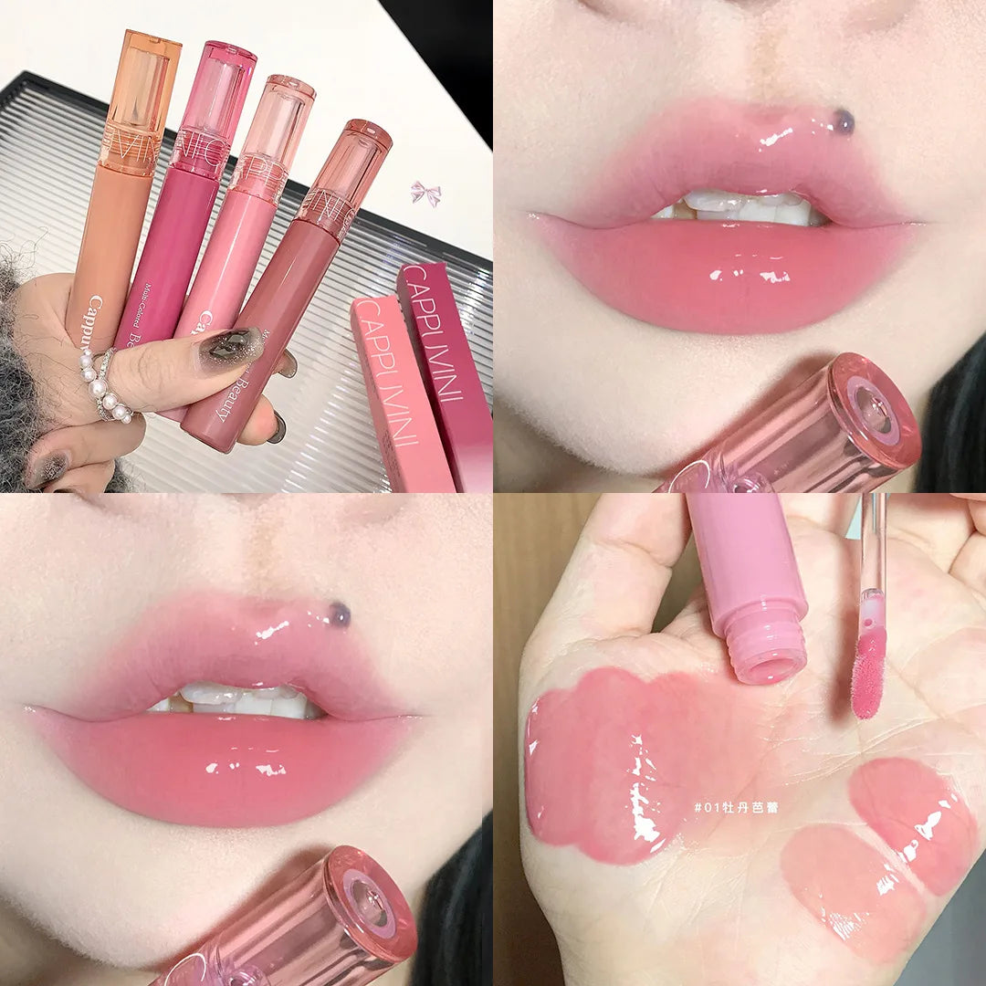 Cappuvini Juice Jelly Lip Gloss Long Lasting Moisturizer Water Light Lipstick Mirror Gloss Lipstick Affordable Makeup