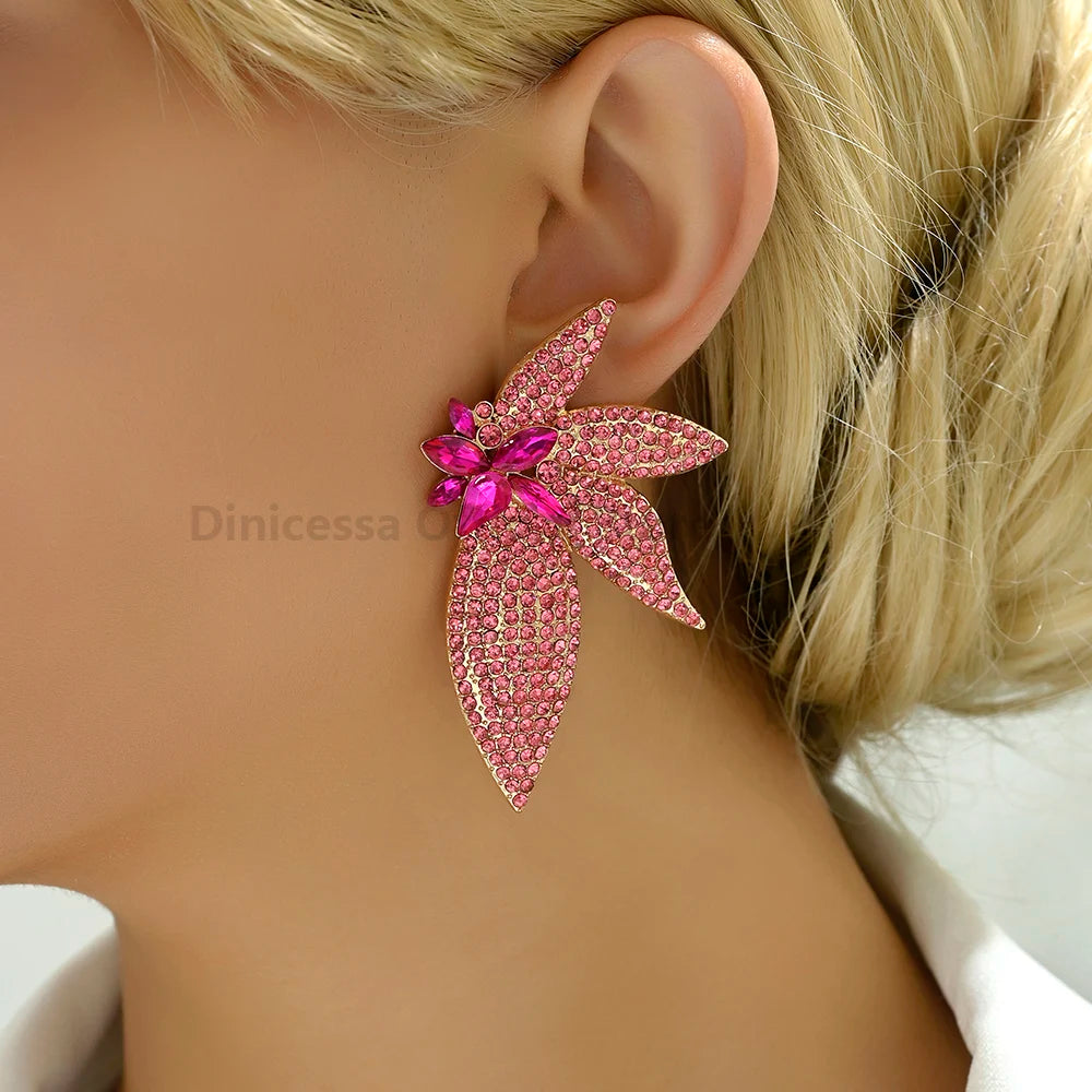 Shiny Rhinestone Wing Charm Decor Female Unusual Bride Wedding Party Jewelry Trend Luxury Design Dangle Earrings For Women