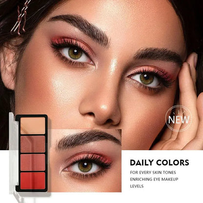 Pudaier 4 Color Eye Shadow Plate Earthy Pearlescent Matte Brightening Glitter Eyeshadow Shiny Eye Shadow Long-lasting Eye Makeup