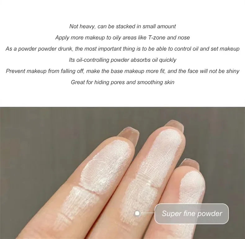 Pudaier Natural Pressed Powder Transparent White Brighten Oil Control Concealer Lasting Face Makeup Setting Powder Waterproof Cosmetic