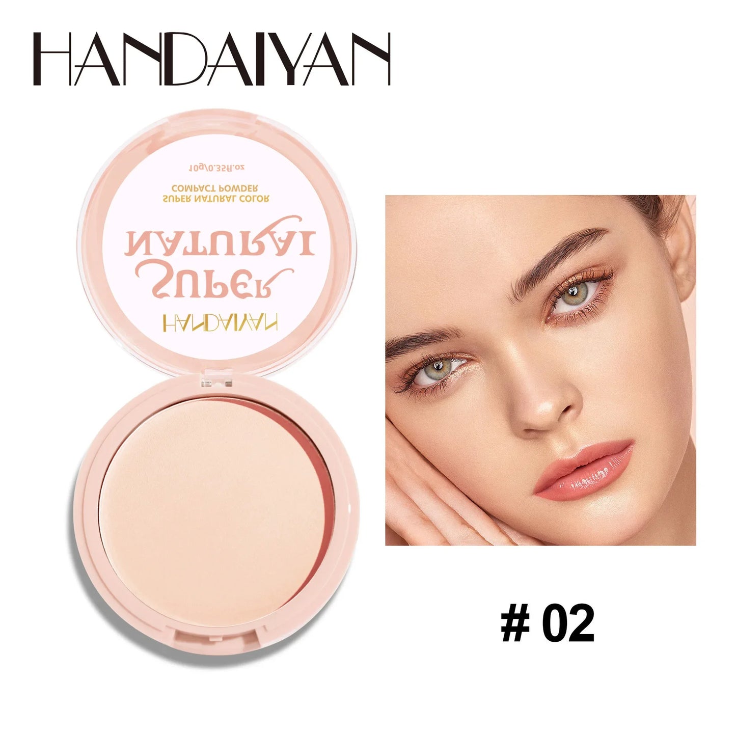 Handaiyan Matte Face Pressed Powder 24 Hours Oil Control Natural Setting Powder Foundation Full Coverage Waterproof Lasting Makeup