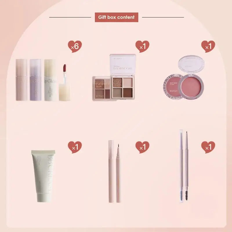 Face Makeup Kit Multipurpose Women's Makeup Set Start Up Makeup Kit Lip Gloss, Eyeshadow, Blush, BB Cream, Eyeliner, Eyebrow Pen