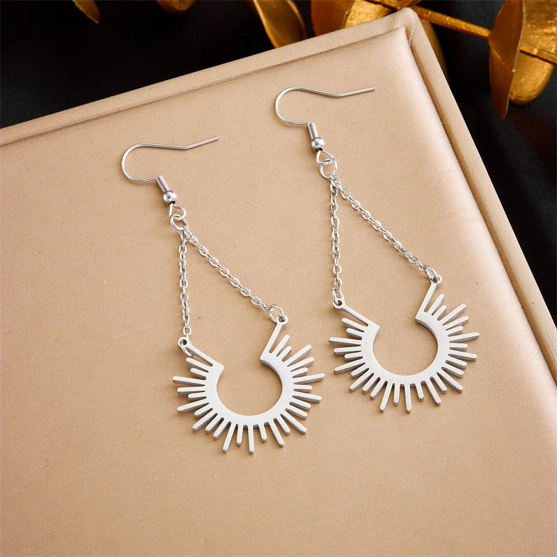 DIEYURO 316L Stainless Steel Snake Flower Round Drop Earrings For Women Fashion 2-Color Ear Jewelry Holiday