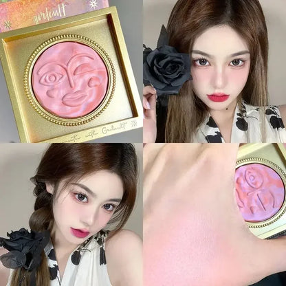 Girlcult Embossed Blush Palette Natural Dimensional Skin Brightening Peach Blush Makeup Women's Beauty Cosmetics Blush Maquiagem