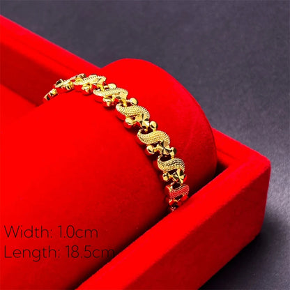 Women's Hand Bracelets Gold Color Stars Crown Cuff Link Chain Bangles Wristband High Quality Luxury Dubai Gold Jewelry Gifts