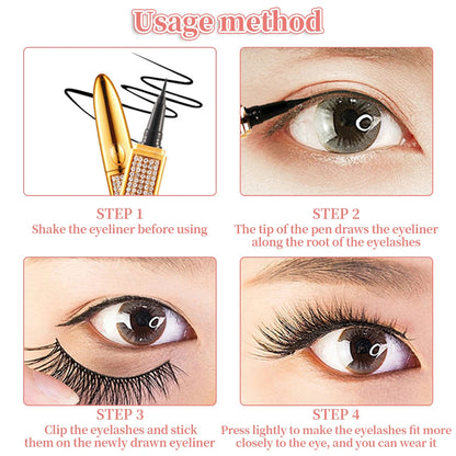 Self-adhesive Eyeliner Pen for False Eyelashes Glue-free Magnetic-free Waterproof No Blooming Eye Liner Pencil Makeup Tool