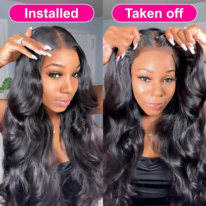 Glueless Wigs Human Hair Pre Plucked Pre Cut Wear Go 5x5 Body Wave HD Lace Closure Wigs Ready to Wear Bleached Knots 200%