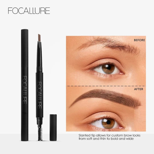 FOCALLURE Eyebrow Pencil 3 Colors Precise Brow Definer Waterproof Makeup Black Brown Eye Brows Cosmetics for Women's Make up