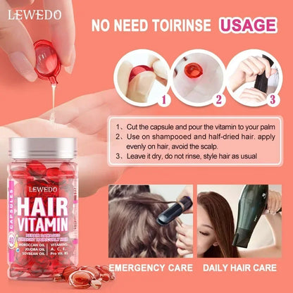 Vitamins Hair Oil Moroccan Capsules Essential Oil Repair Damage Hair Natural Extract Nourishing Anti-frizz Hair Cosmetic 40 PCS