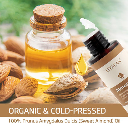 LIYALAN 100ml Sweet Almond Oil Body Care Massage Nourish Moisturize Dry Skin Smooth Wrinkle Strengthen Hair Pure Natural Skin Care