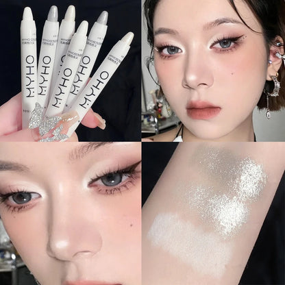 MYHO Pearlescent Matte White Highlighter Pencil Waterproof Shimmer Lasting Glitter Lying Silkworm Eyeshadow Stick Eyes Makeup