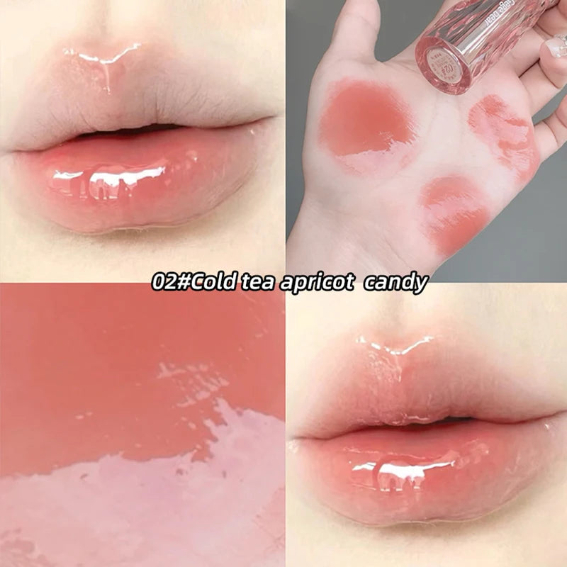 Crystal translucent lip glaze moisturizing water is not easy to fade natural color mouth red lip glaze