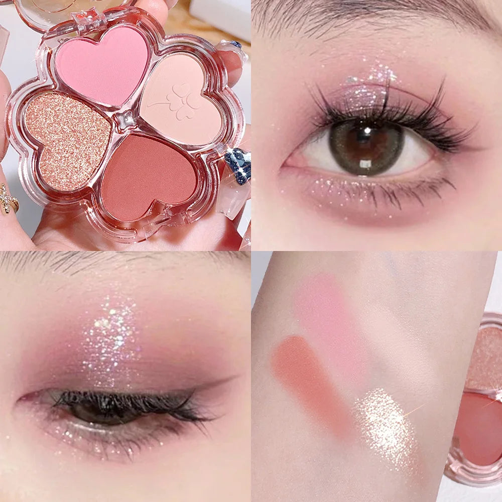 4Color Eyeshadow Palette Blush Eyeliner Eyeshadow Highlight Contour Palette Eyes Makeup Cute Beauty Cosmetics