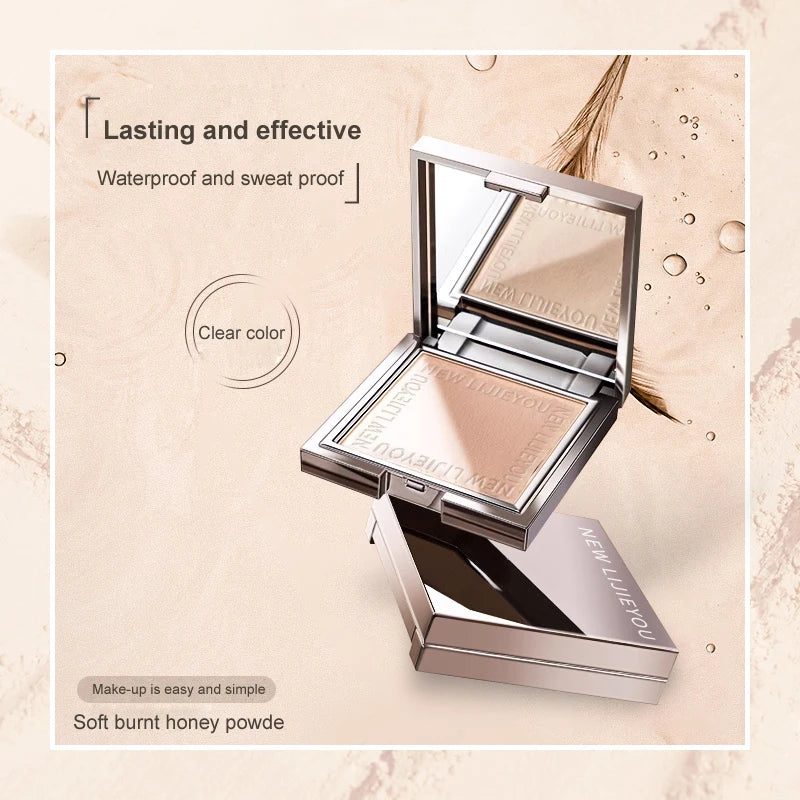 Waterproof powder with mirror, durable makeup, full face coverage, compact powder, cosmetics base