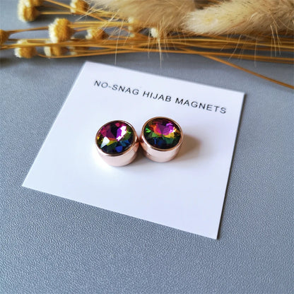 Multi-Use Fancy Color Crystal No Snag Hijab Magnets Magnetic Brooches Round Pins For Women Jewerly