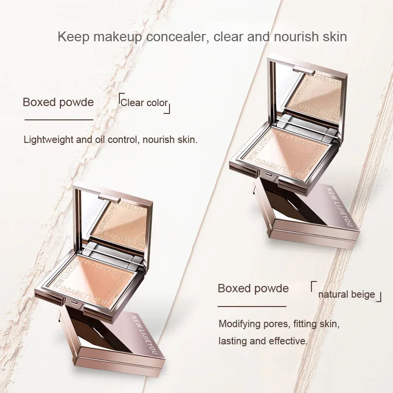 Waterproof powder with mirror, durable makeup, full face coverage, compact powder, cosmetics base