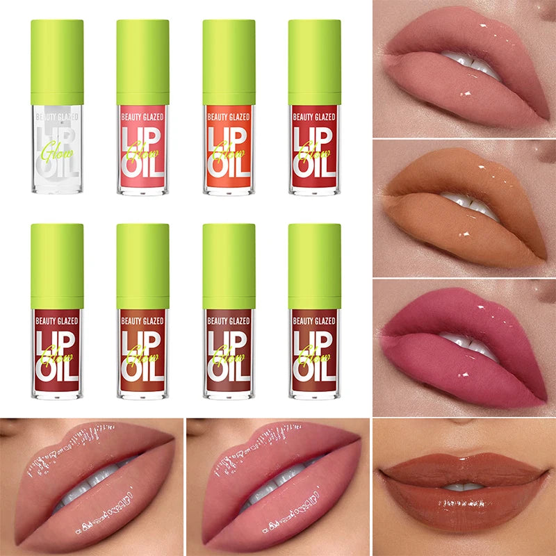 Hydrating Moisturizing Lip Oil Transparent Mirror Gloss Lip Plumper 24 Hours Natural Nourishing Non Drying Lipstick