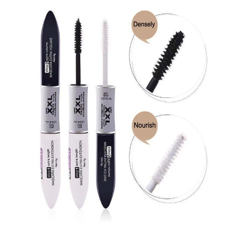 High quality Makeup Mascara Waterproof long Eyelash Curling lengthening double extension Black White XXL mascara Cosmetic #5003