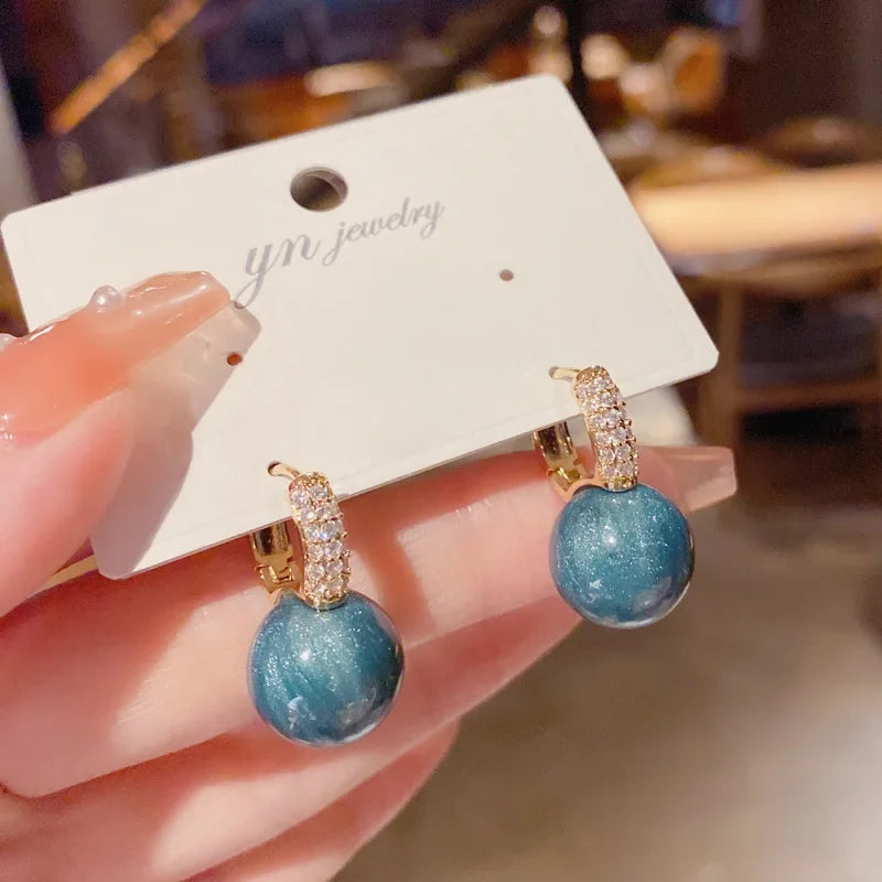 The New Fashion Jewelry Full Rhinestone Red Ball Earrings Earrings for Women
