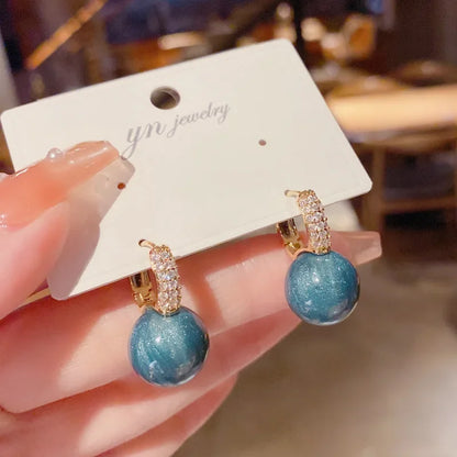 The New Fashion Jewelry Full Rhinestone Red Ball Earrings Earrings for Women