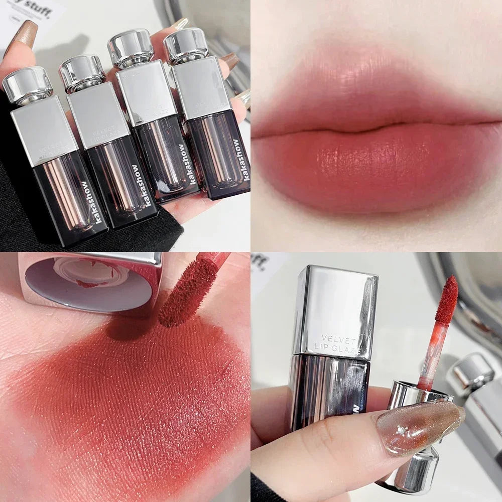 Nude Matte Lip Gloss Waterproof Lasting Non Sticky Liquid Lipstick 6 Colors Red Lip Glaze Sexy Women Lips Makeup Beauty Cosmetic