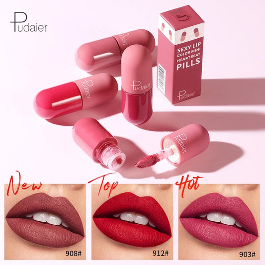 Pudaier-mini gloss labial, gloss labial, de longa duração, veludo, hidratante, antiaderente, suave