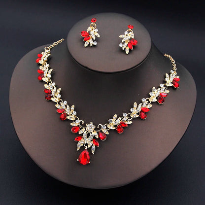 Luxury Fashion Necklace Sets for Women Dangle Earrings Princess Collar Two Piece Set Bride Jewelry Bridal Wedding Accessories