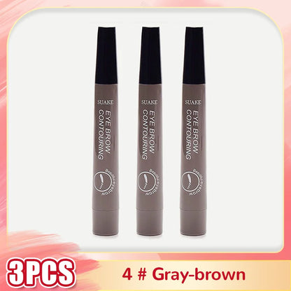 Eyebrow Tattoo Pen 4 Points Fork Tip Liquid Brow Pencil Long Lasting Waterproof Stencil Eyebrow Stamp Shaping Kit