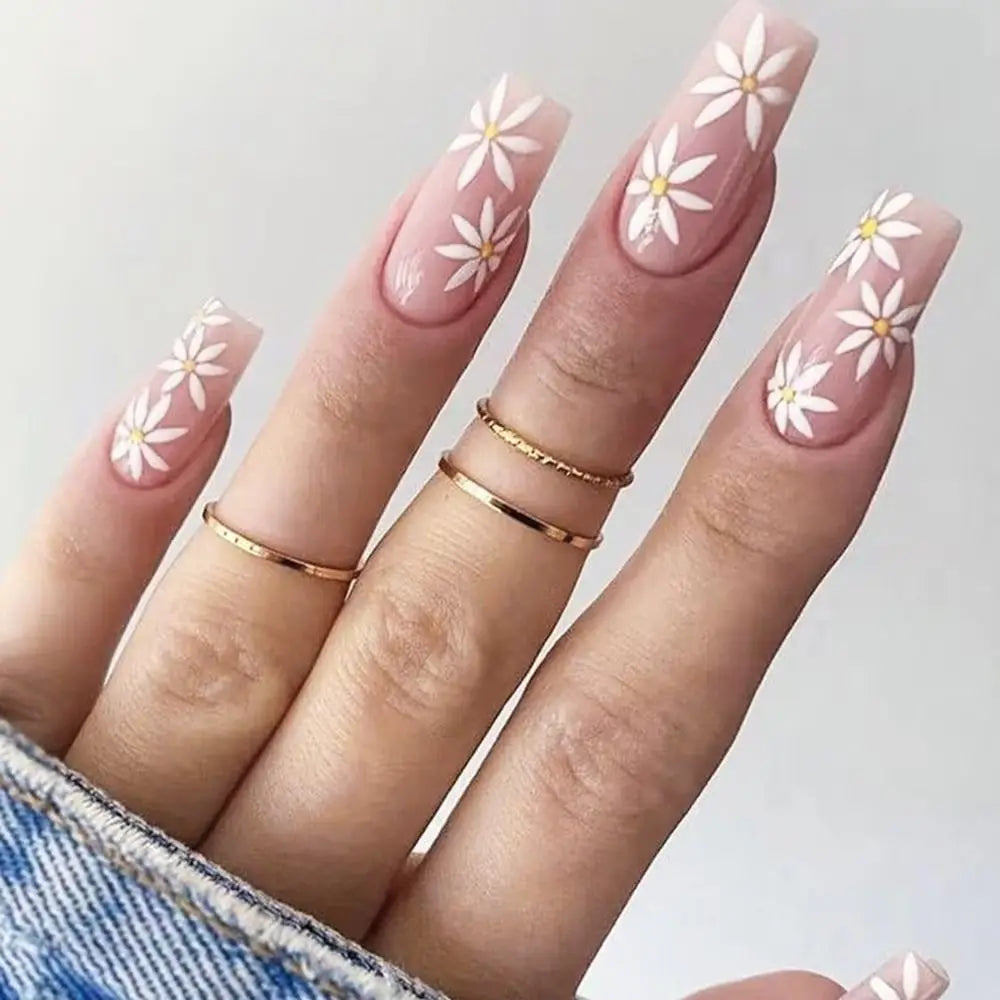 24pcs Long Ballet Fake Nails French Gradient False Nail Waterproof Faux Fingernails Red Snake Pattern Design Press on Nail Tips