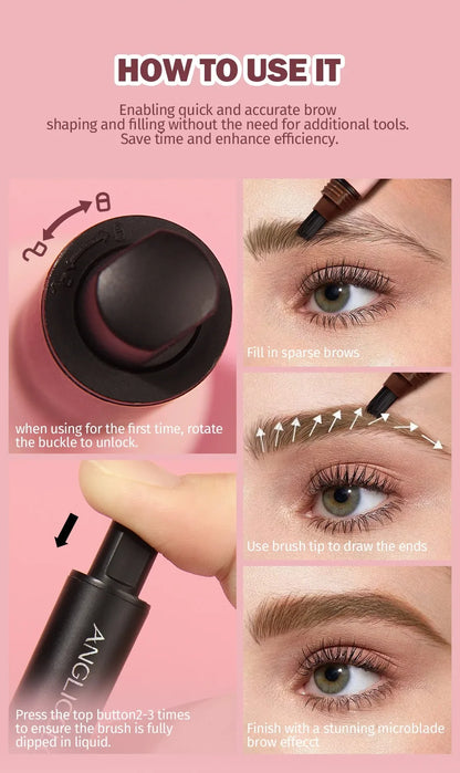 ELNO 3D Wild Eyebrow Pencil Microblading Eyebrow Tint Pen Square Angled Brush Brow Dye Cream Anti-smudge Waterproof Multifunction