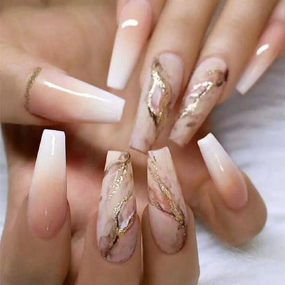 Press on Nails Long Ballet Nails Fashion Valentine's Day Rhinestone Wearable Fake Nails Manicure Tool Full Cover False Nail