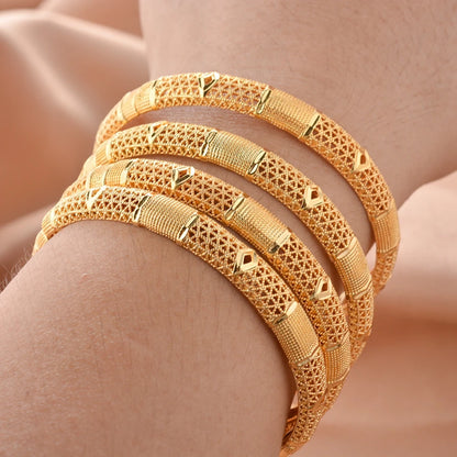Morocco Gold Color Dubai Wedding Bangles For Women  Jewelry Indian Bangles Bracelets Women Birthday Jewelry Gifts