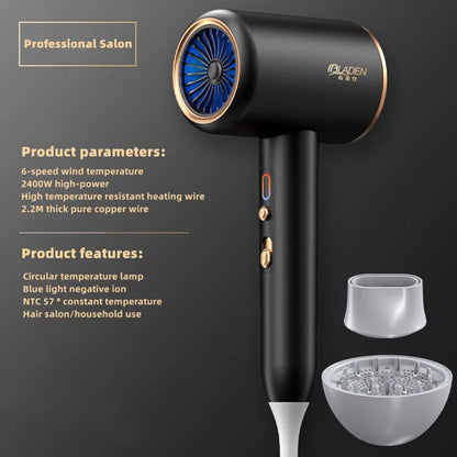 HAOYUNMA New High-Speed Hair Dryer 2400w High-Power Fast Drying Blue Light Negative Ion Silent Hair Dryer For Home Hair Salon